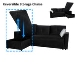 Rilla Pull Out Sofa Bed With Storage - Velvet Black