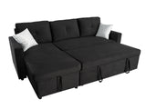 Rilla Pull Out Sofa Bed With Storage - Velvet Black