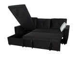 Rilla Pull Out Sofa Bed With Storage - Velvet Black