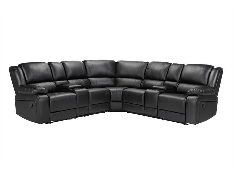 Caetlin PU Leather Recliner Sofa Set - Black
