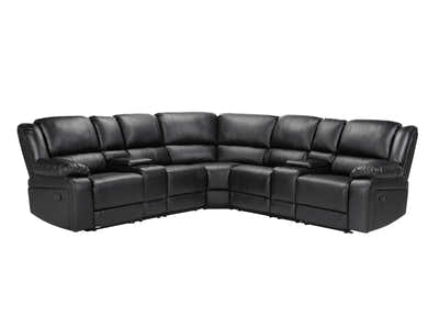 Caetlin PU Leather Recliner Sofa Set - Black