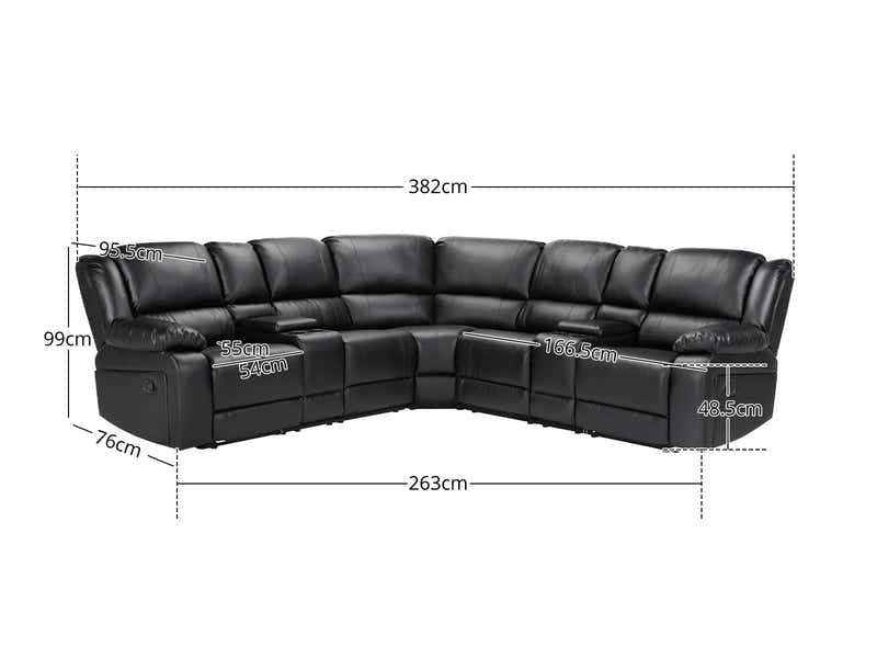 Caetlin PU Leather Recliner Sofa Set - Black