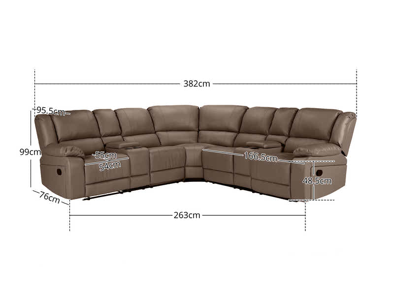 Caetlin PU Leather Recliner Sofa Set - Brown