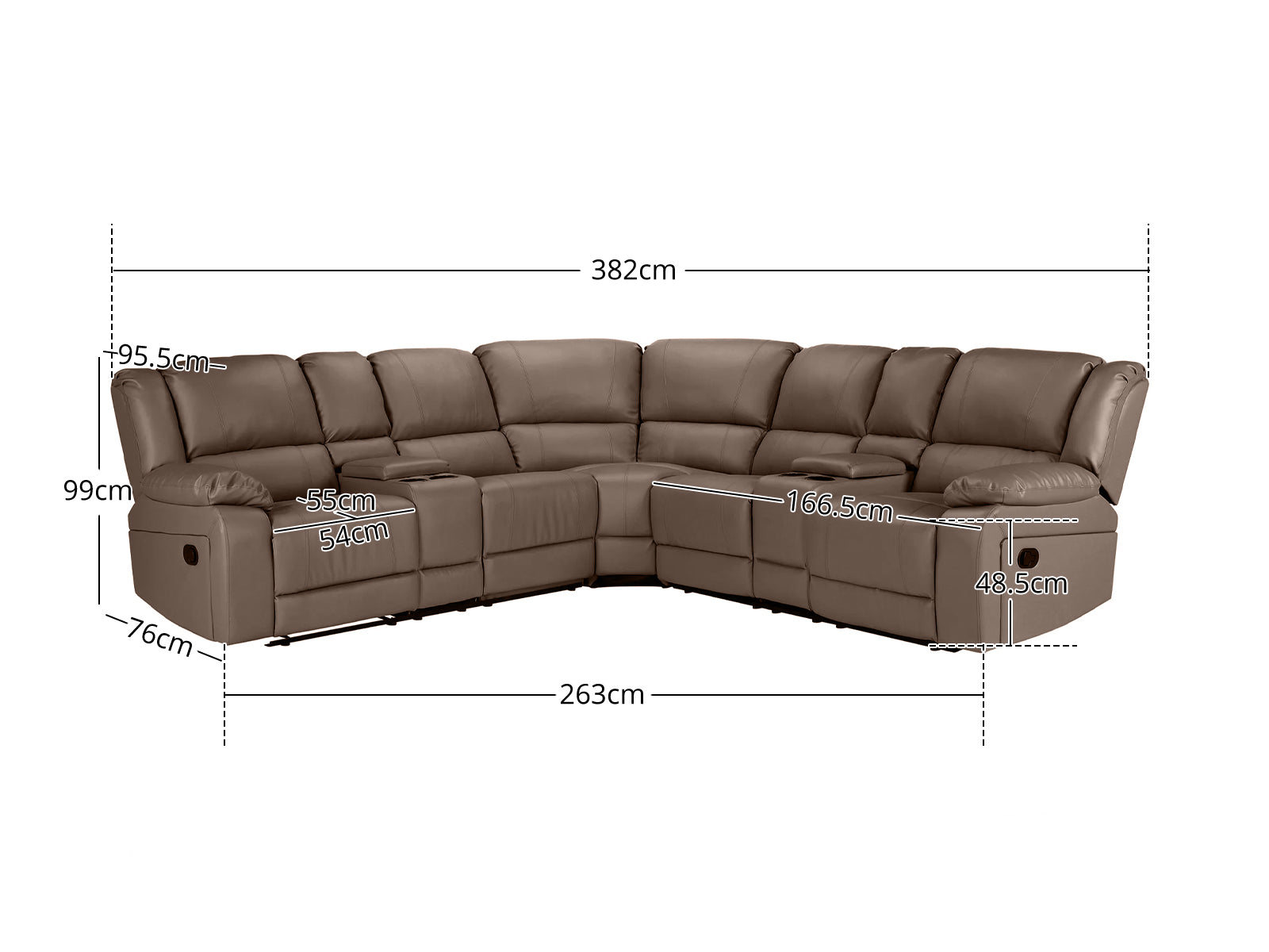 Caetlin PU Leather Recliner Sofa Set - Brown