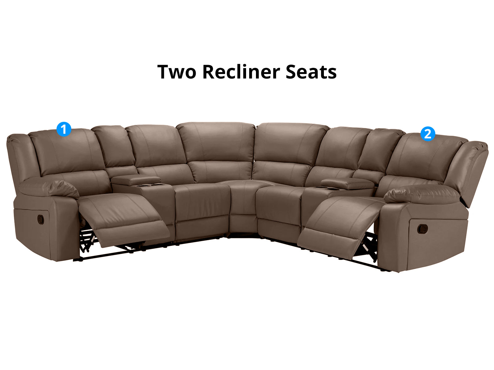 Caetlin PU Leather Recliner Sofa Set - Brown