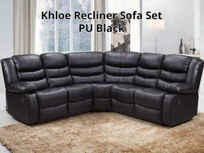 DS Khloe Recliner Sofa Set PU Black
