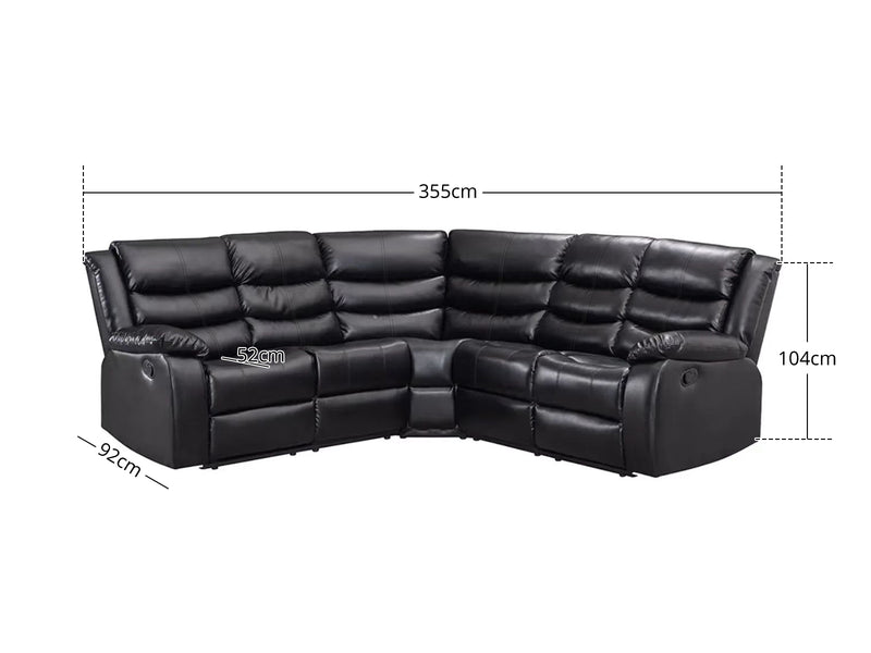 DS Khloe Recliner Sofa Set PU Black