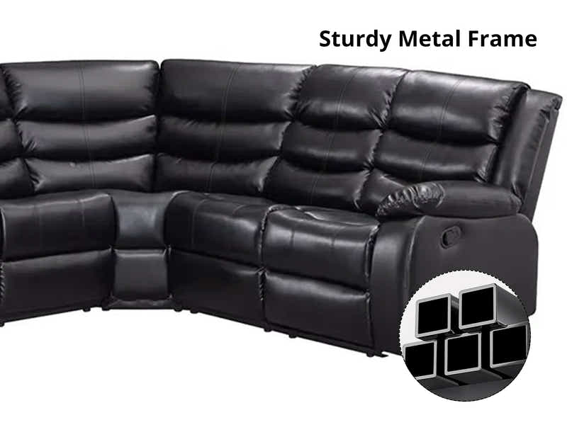 Khloe Recliner Sofa Set PU Black