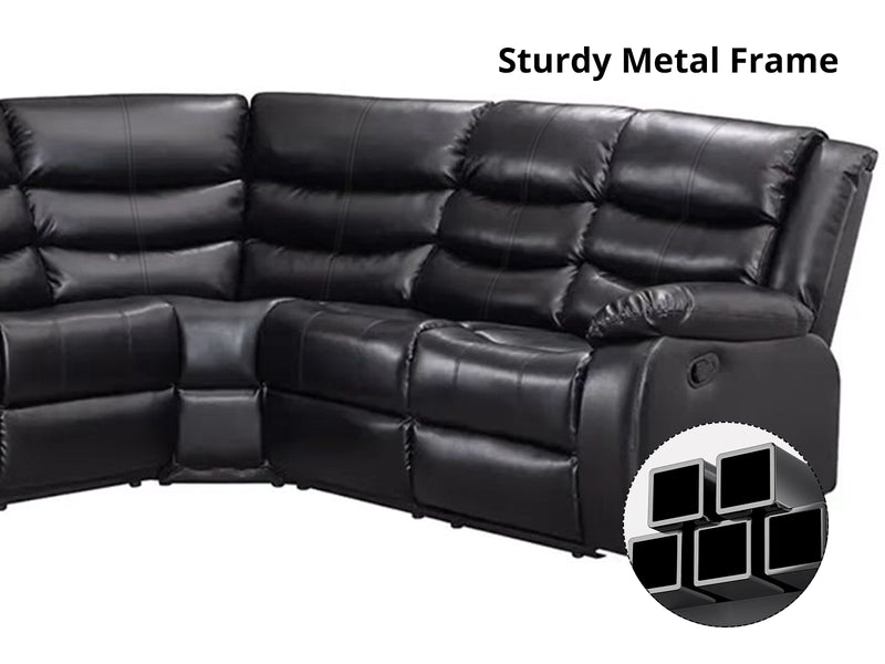 DS Khloe Recliner Sofa Set PU Black