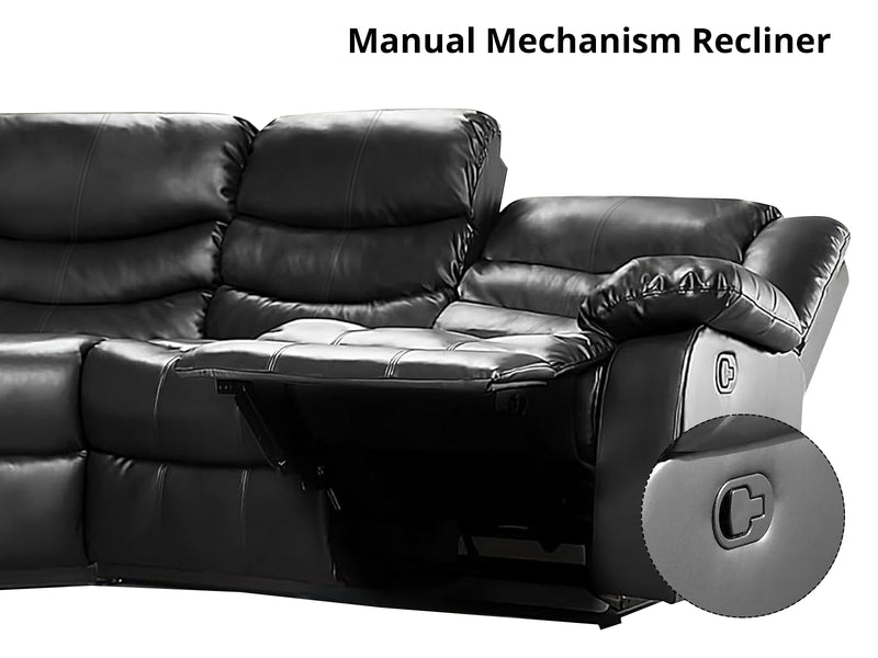 DS Khloe Recliner Sofa Set PU Black