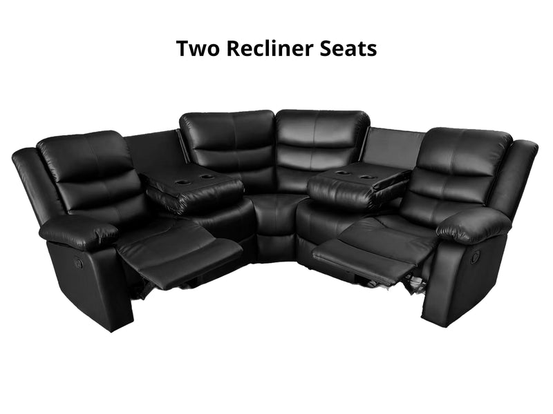 DS Khloe Recliner Sofa Set PU Black