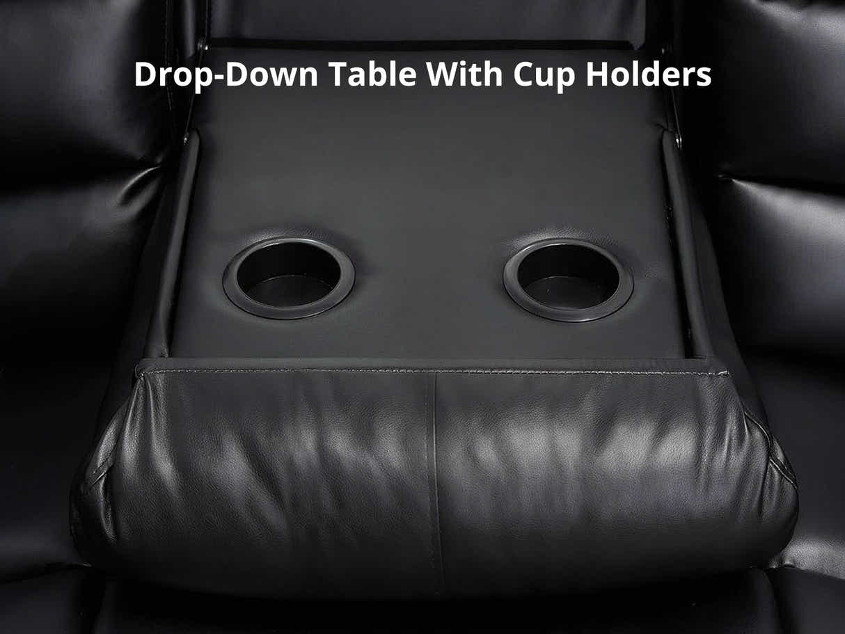 Khloe Recliner Sofa Set PU Black
