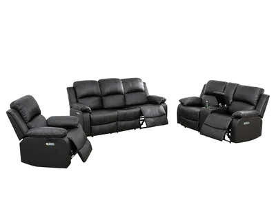 DS Evely Electric Recliner Sofa Set Black