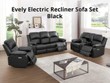 DS Evely Electric Recliner Sofa Set Black