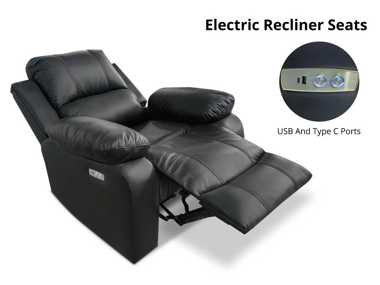 Evely Electric Recliner Sofa Set Black