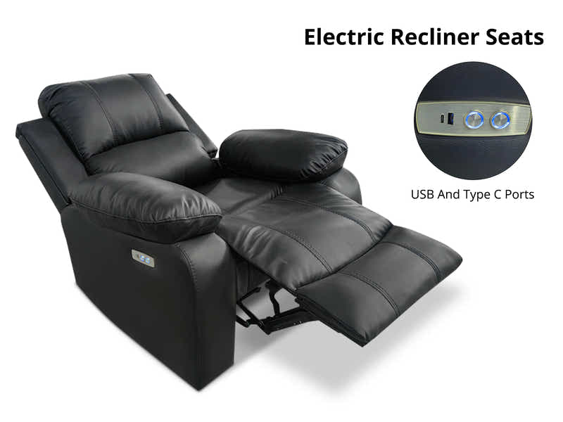 DS Evely Electric Recliner Sofa Set Black