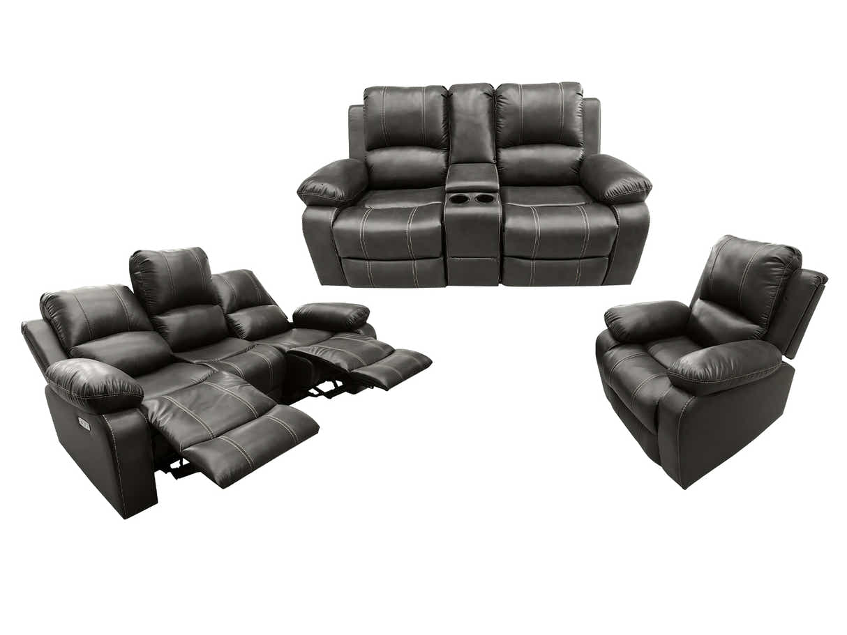 Evely Electric Recliner Sofa Set Brown