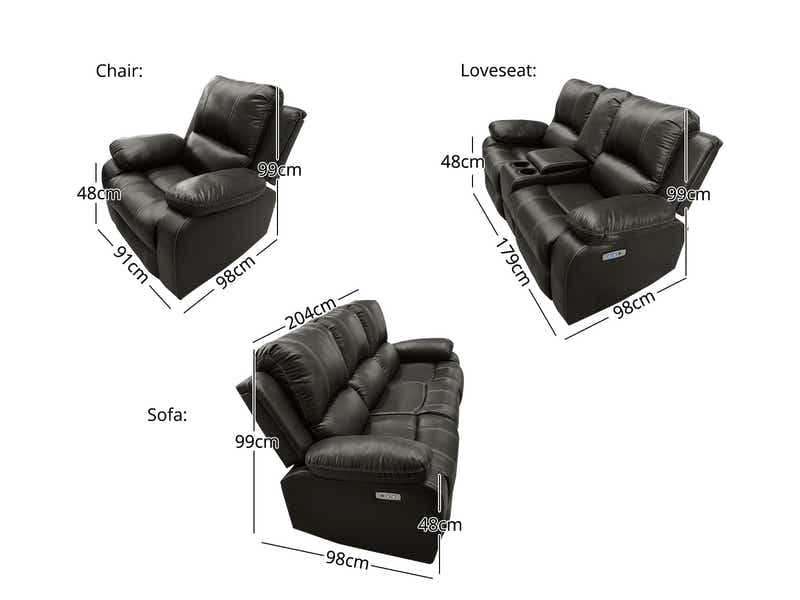 DS Evely Electric Recliner Sofa Set Brown