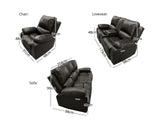 DS Evely Electric Recliner Sofa Set Brown