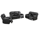 DS Evely Manual Recliner Sofa Set Black
