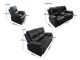 DS Evely Manual Recliner Sofa Set Black