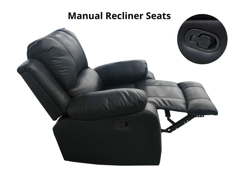 DS Evely Manual Recliner Sofa Set Black