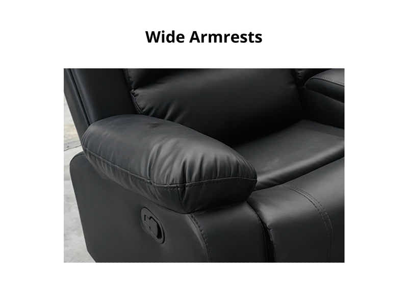 DS Evely Manual Recliner Sofa Set Black