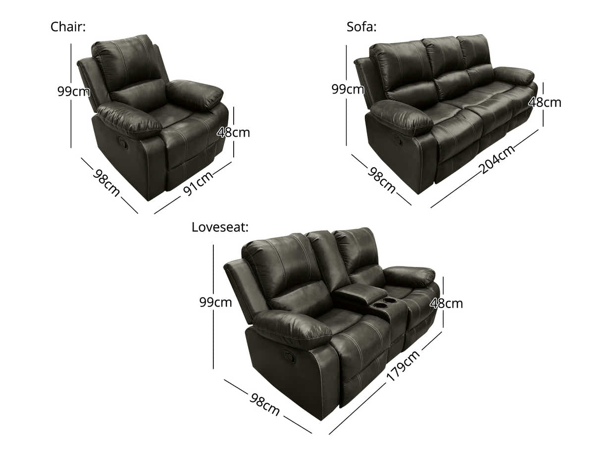 Evely Manual Recliner Sofa Set Brown