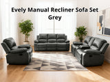 DS Evely Manual Recliner Sofa Set Grey