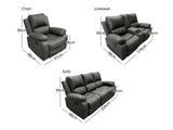 DS Evely Manual Recliner Sofa Set Grey