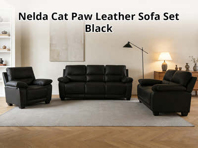 DS Nelda Cat Paw Leather Sofa Set Black