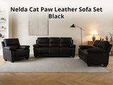 Nelda Cat Paw Leather Sofa Set Black