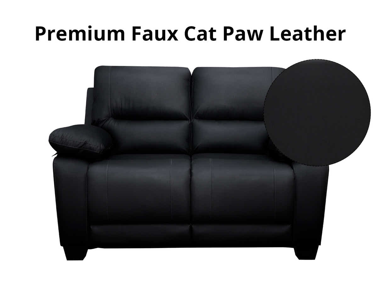 Nelda Cat Paw Leather Sofa Set Black