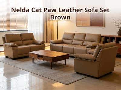 DS Nelda Cat Paw Leather Sofa Set Brown