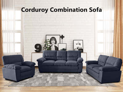 Verna Living Sofa Set Linen Black