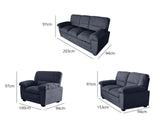 Verna Living Sofa Set Linen Black