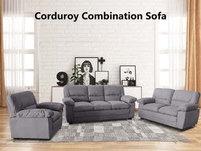 Verna Living Sofa Set Linen Grey