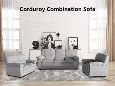 Verna Living Sofa Set Linen Light Grey