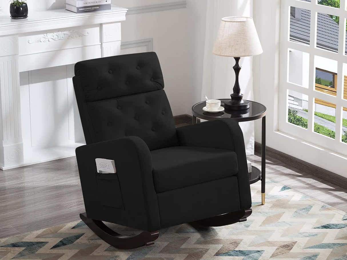 DS Sisco Velvet Rocker Chair - Black