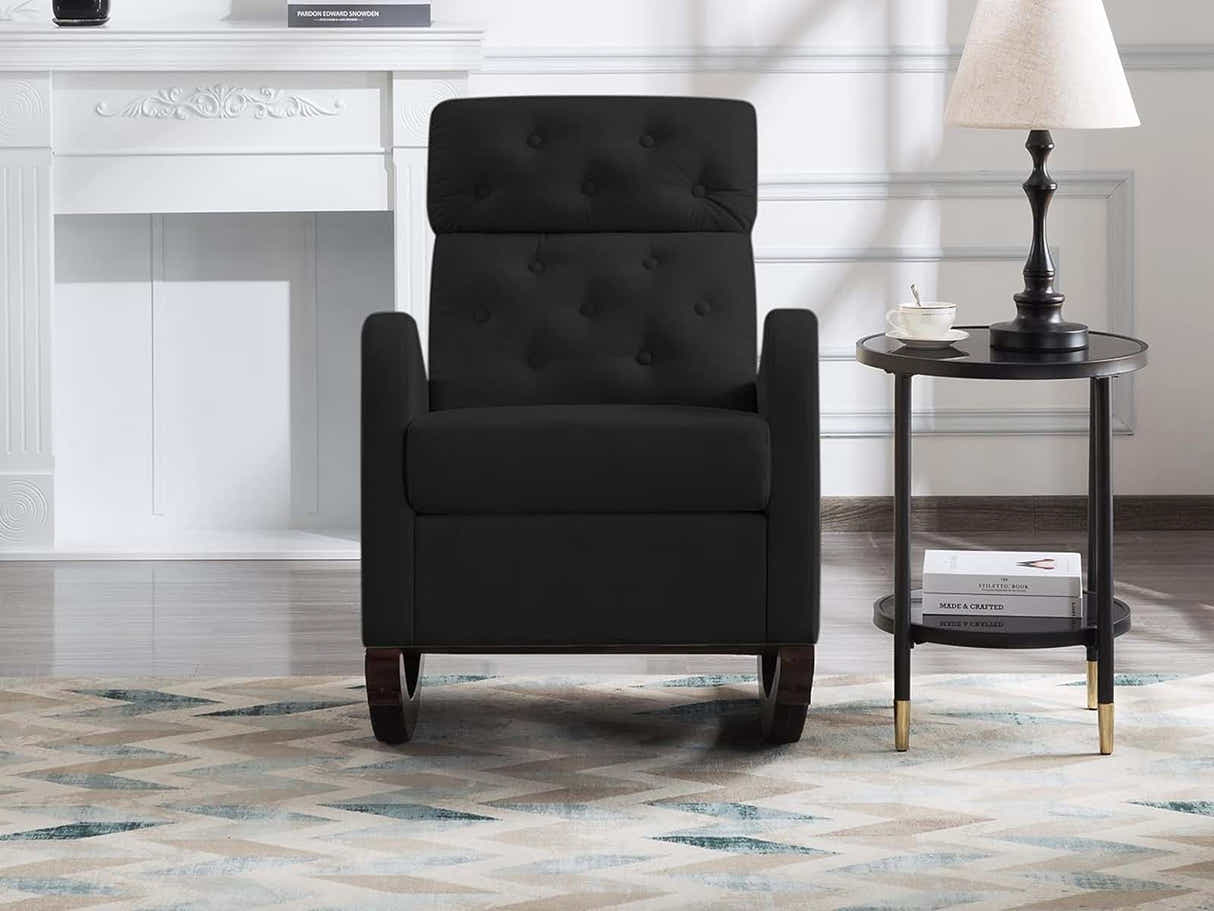 DS Sisco Velvet Rocker Chair - Black