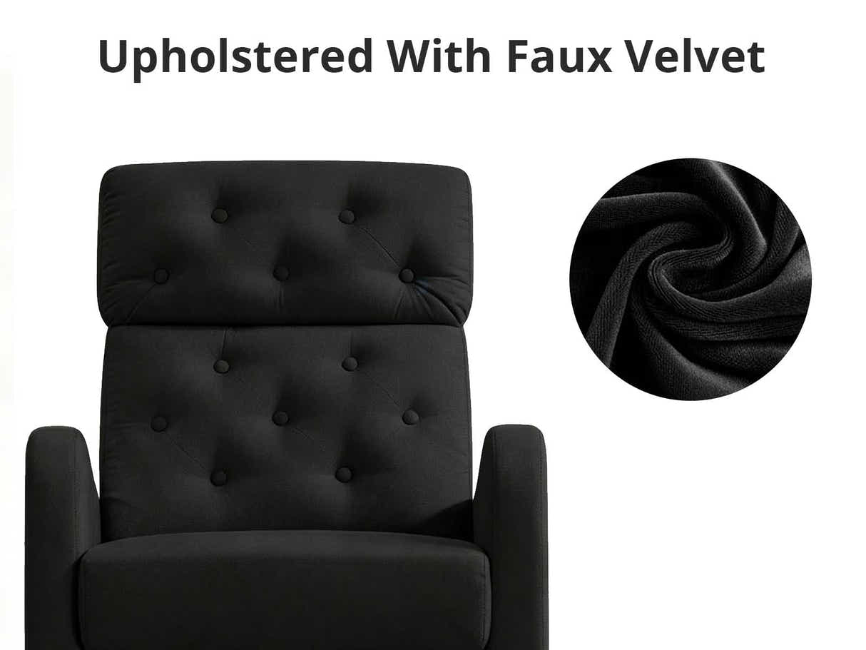DS Sisco Velvet Rocker Chair - Black