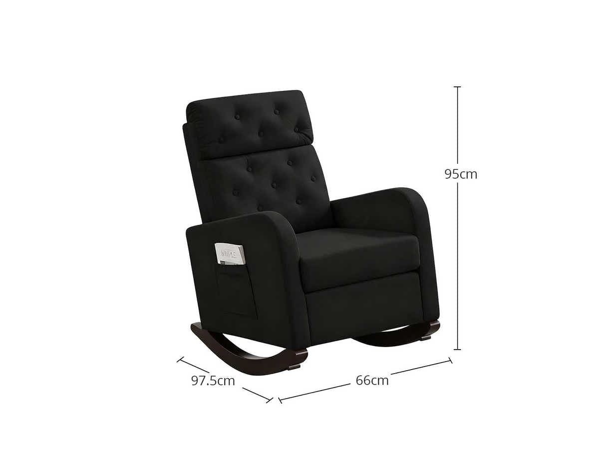 DS Sisco Velvet Rocker Chair - Black