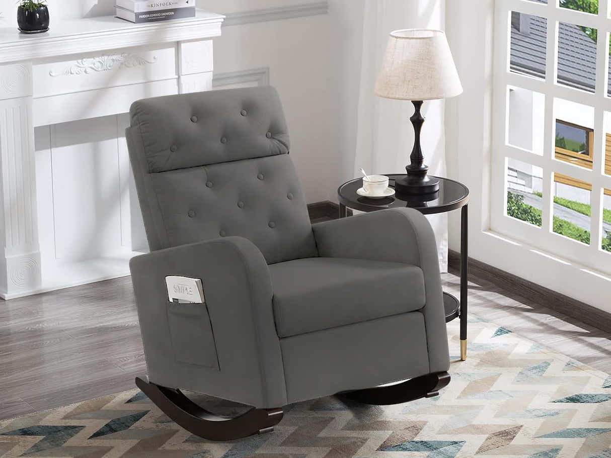 DS Sisco Velvet Rocker Chair - Grey