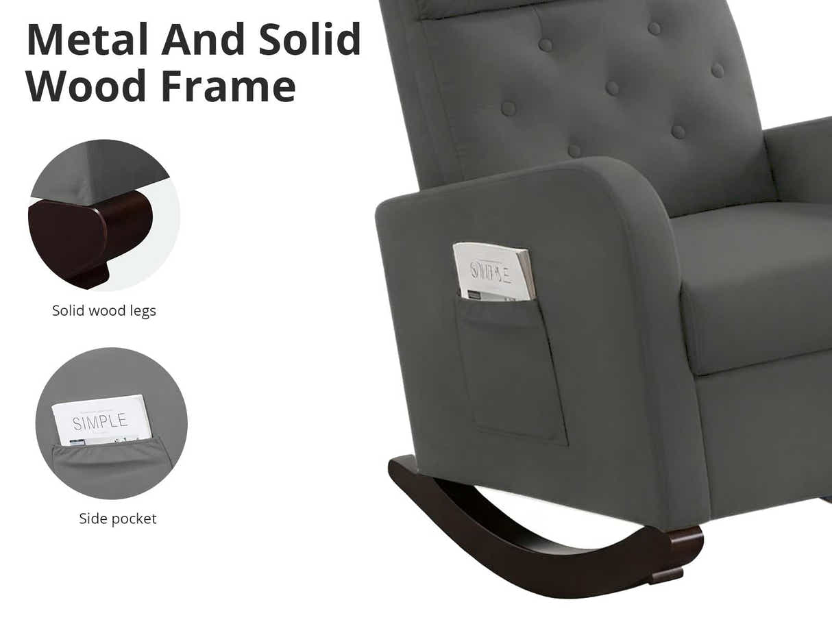 DS Sisco Velvet Rocker Chair - Grey