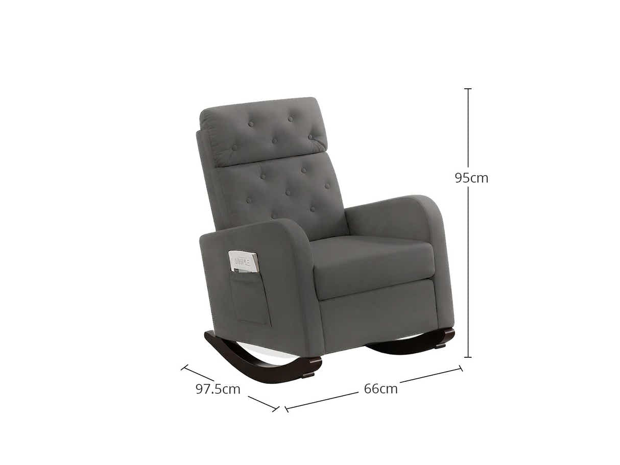 DS Sisco Velvet Rocker Chair - Grey