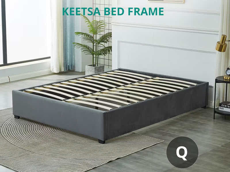 Keetsa Velvet Bed Frame Dark Grey - Queen
