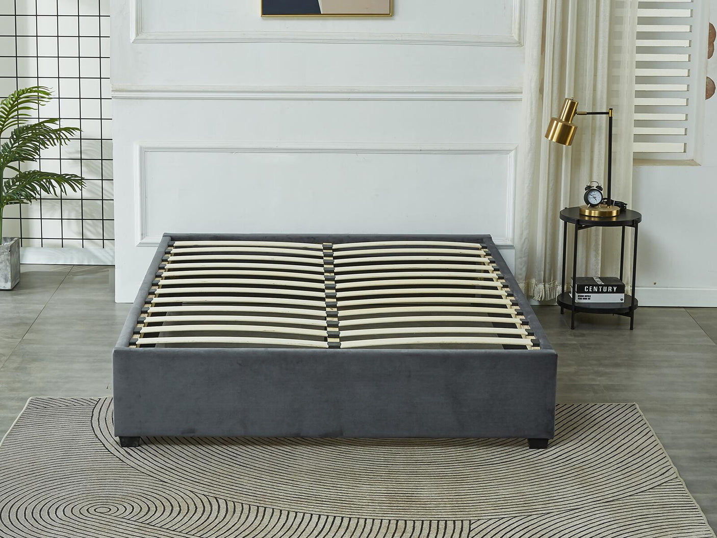 Keetsa Queen Bed Frame Velvet - Dark Grey
