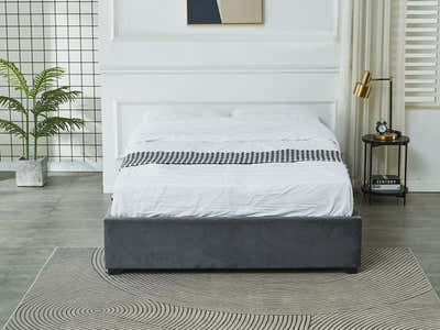 Keetsa Velvet Bed Frame Dark Grey & Xclusive Pocket Spring Mattress X20 Queen (Combo)