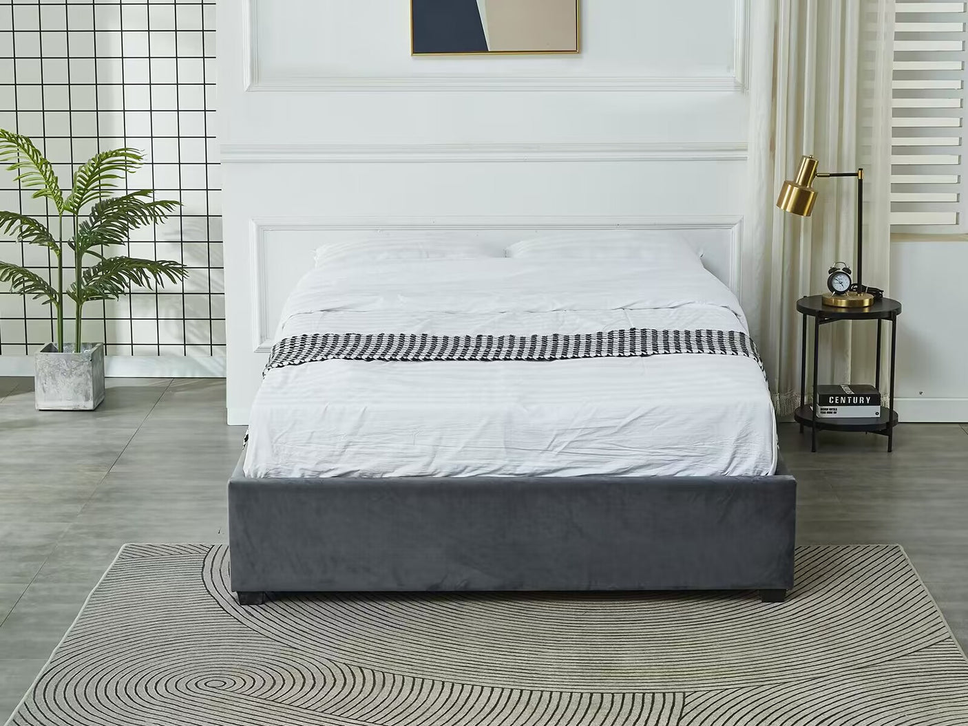 Keetsa Queen Bed Frame Velvet - Dark Grey