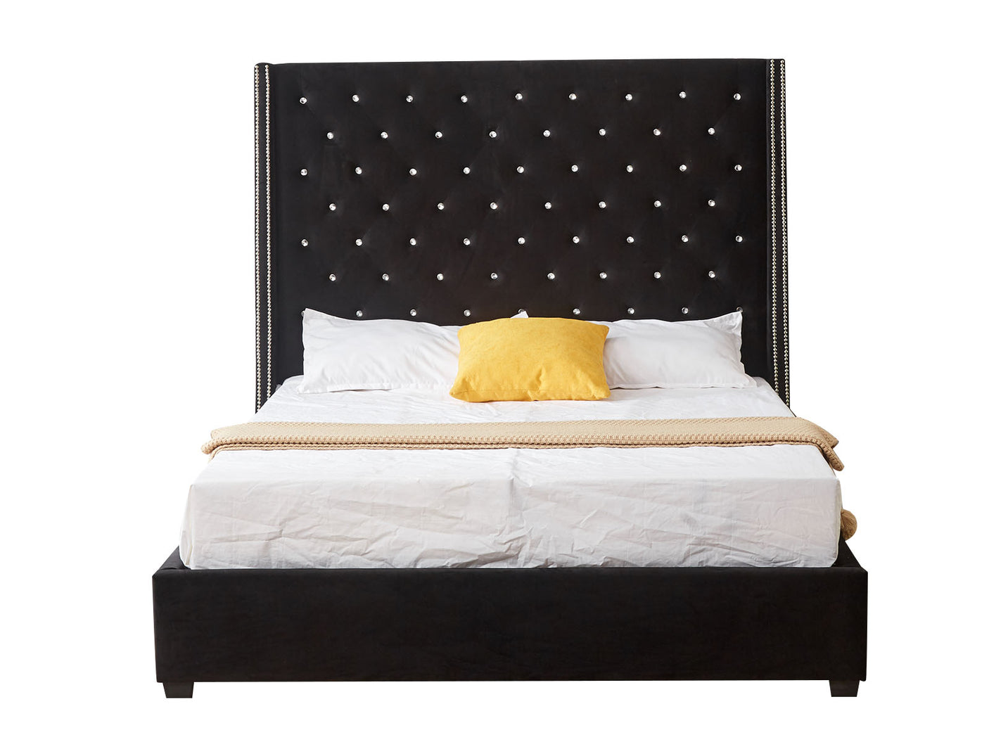 Aria Queen Bed Frame -  Velvet Black